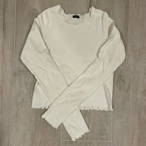 Brandy Melville White Ruffle Long Sleeve